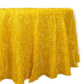 Polyester 120" Round Gold Tablecloth Metallic Fringe Shag Tinsel Design Table Cover for Weddings & Events - Bell Racket Store