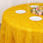 Polyester 120" Round Gold Tablecloth Metallic Fringe Shag Tinsel Design Table Cover for Weddings & Events - Bell Racket Store