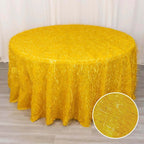 Polyester 120" Round Gold Tablecloth Metallic Fringe Shag Tinsel Design Table Cover for Weddings & Events - Bell Racket Store