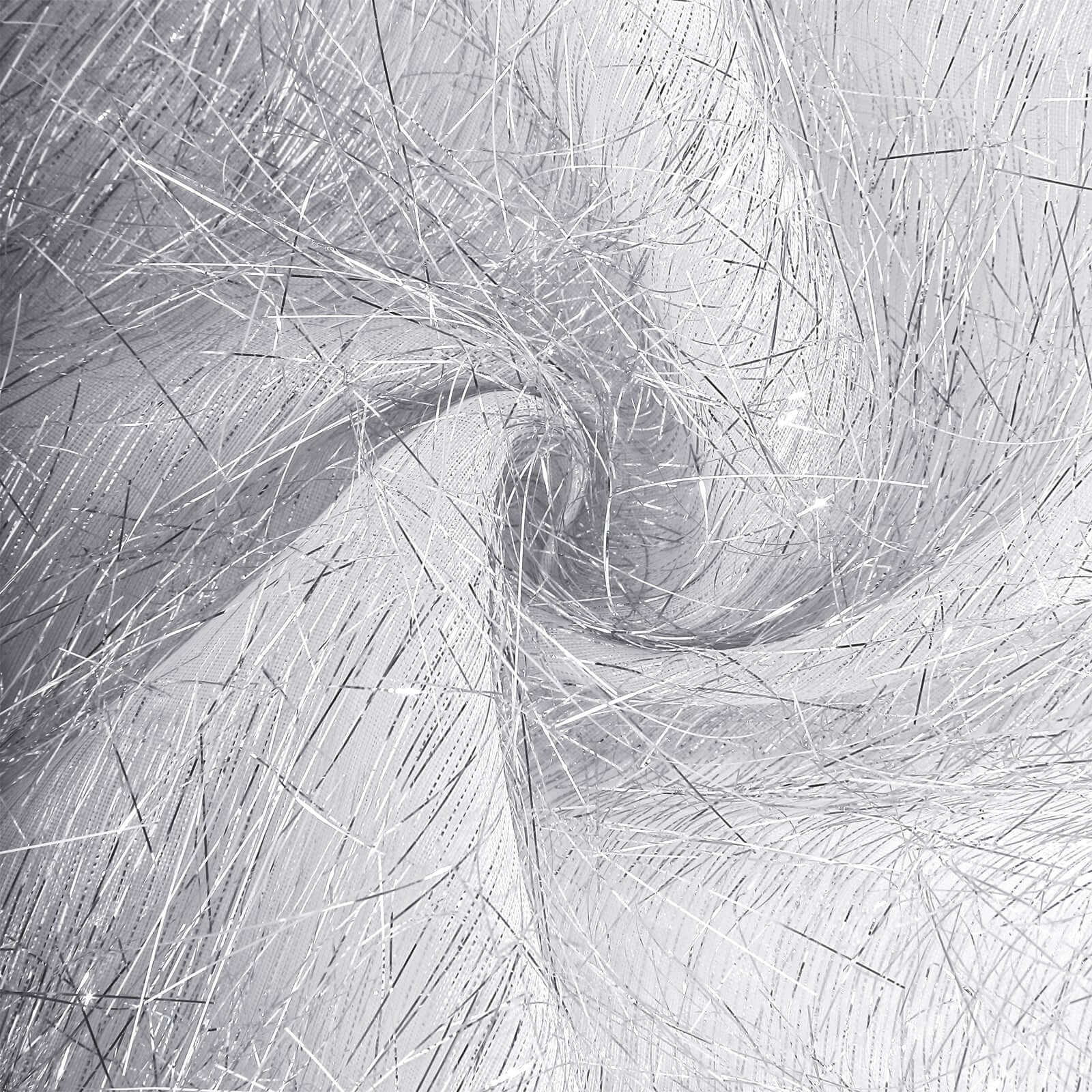 Polyester 120" Round Silver Tablecloth Metallic Fringe Shag Tinsel Table Cover - Bell Racket Store