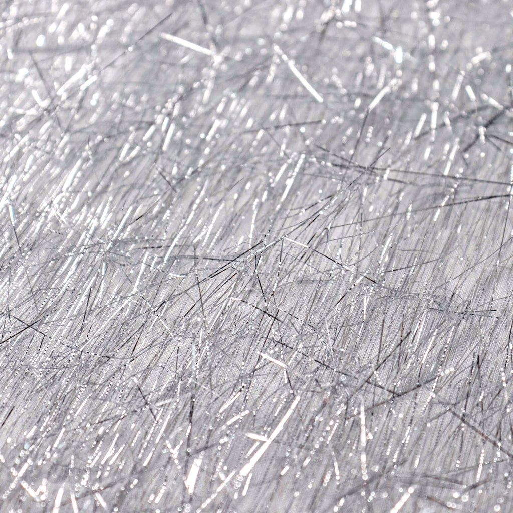 Polyester 120" Round Silver Tablecloth Metallic Fringe Shag Tinsel Table Cover - Bell Racket Store