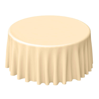 Polyester 120" Round Tablecloth Beige - Seamless Wrinkle - Resistant Table Cover - NestOCart