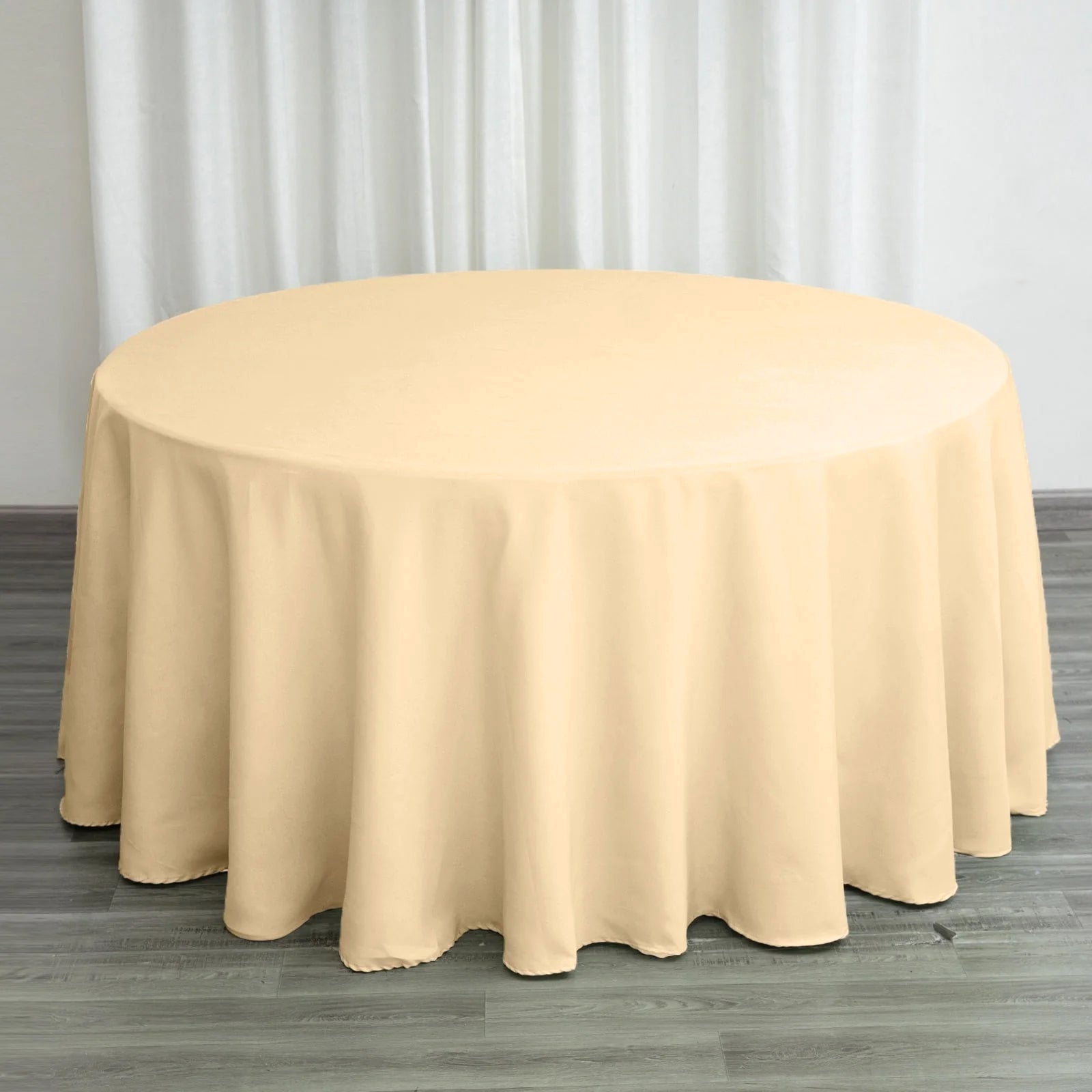 Polyester 120" Round Tablecloth Beige - Seamless Wrinkle - Resistant Table Cover - NestOCart