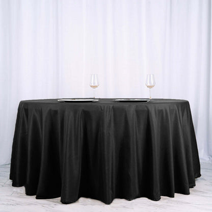 Polyester 120" Round Tablecloth Black - Seamless Wrinkle - Resistant Design for Weddings - NestOCart