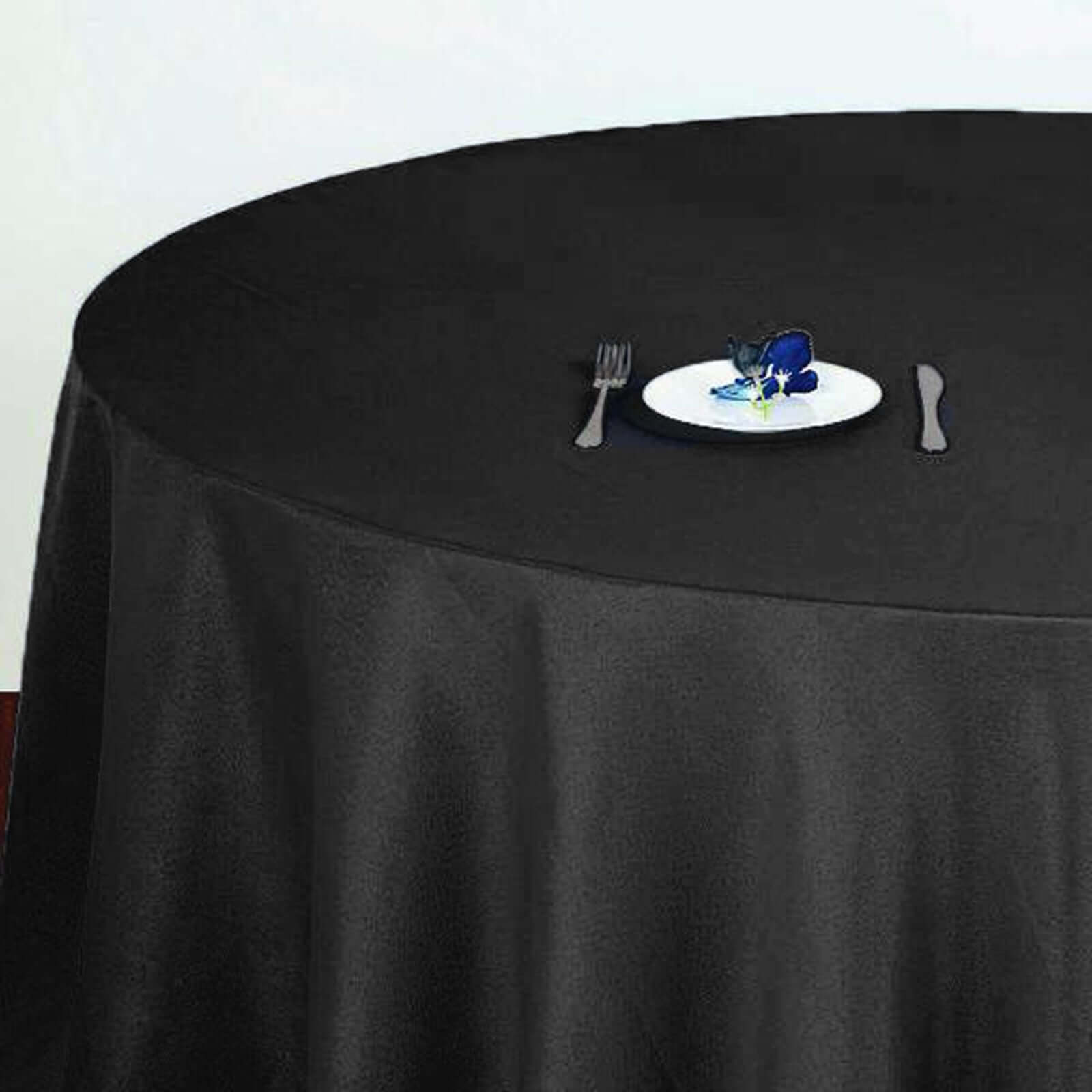 Polyester 120" Round Tablecloth Black - Seamless Wrinkle - Resistant Design for Weddings - NestOCart