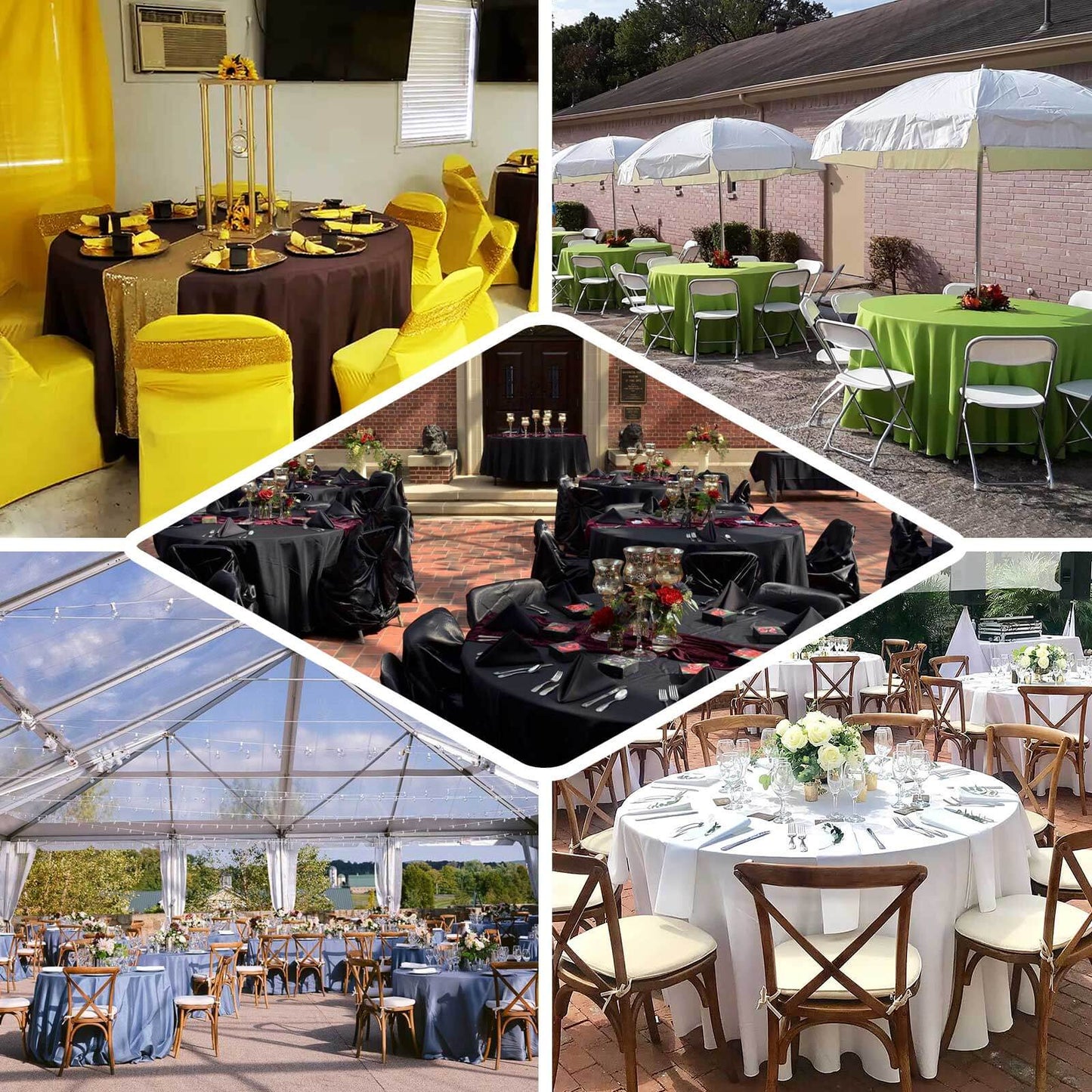 Polyester 120" Round Tablecloth Black - Seamless Wrinkle - Resistant Design for Weddings - NestOCart