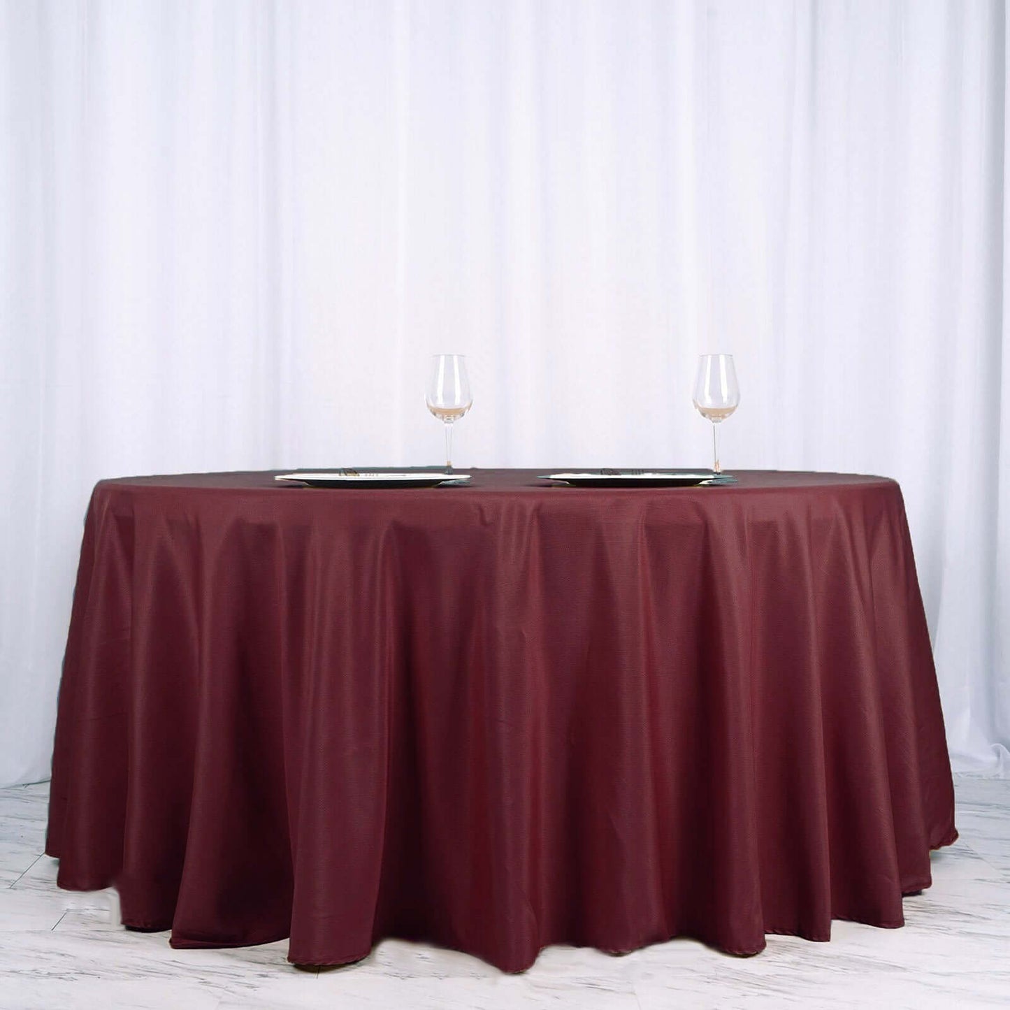 Polyester 120" Round Tablecloth Burgundy - Seamless Wrinkle - Resistant Table Cover - NestOCart