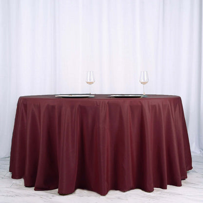 Polyester 120" Round Tablecloth Burgundy - Seamless Wrinkle - Resistant Table Cover - NestOCart