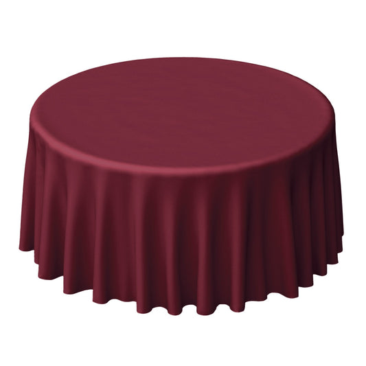 Polyester 120" Round Tablecloth Burgundy - Seamless Wrinkle - Resistant Table Cover - NestOCart