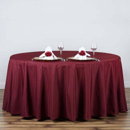 Polyester 120" Round Tablecloth Burgundy - Seamless Wrinkle - Resistant Table Cover - NestOCart