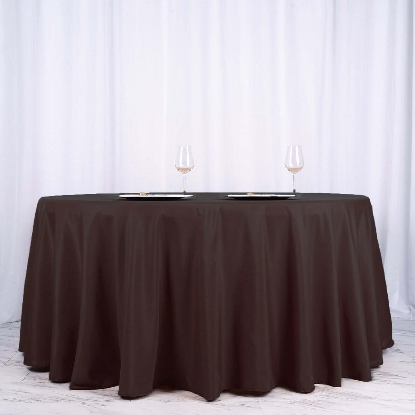 Polyester 120" Round Tablecloth Chocolate - Seamless Wrinkle - Resistant Table Cover - NestOCart