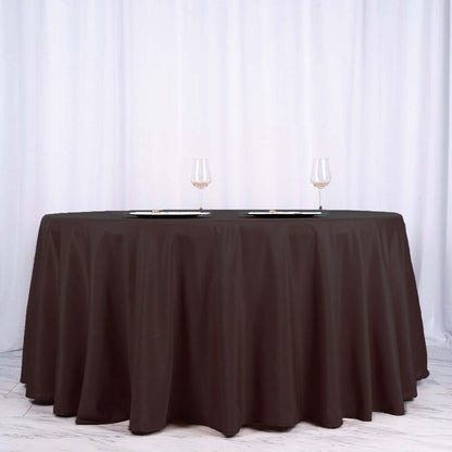 Polyester 120" Round Tablecloth Chocolate - Seamless Wrinkle - Resistant Table Cover - NestOCart