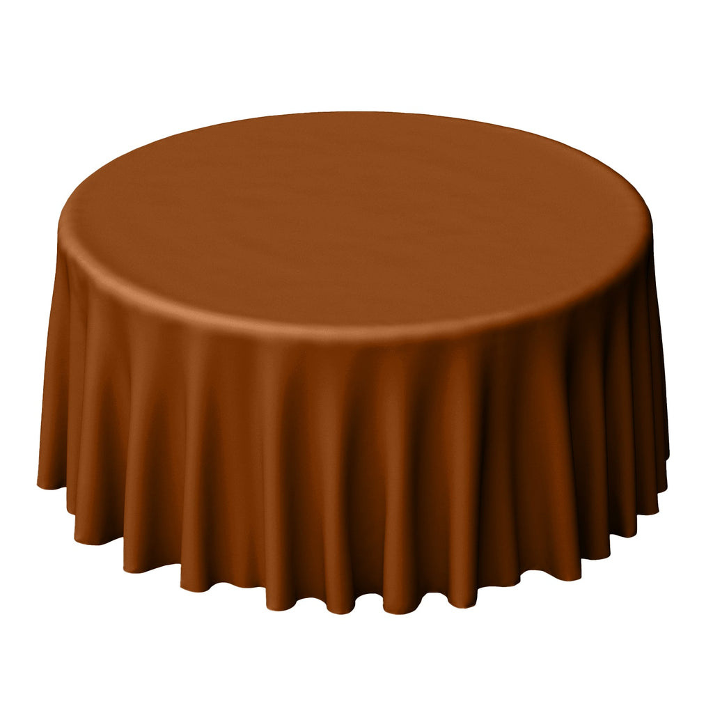 Polyester 120" Round Tablecloth Cinnamon Brown - Seamless Wrinkle - Resistant Table Cover - Bell Racket Store