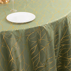 Polyester 120" Round Tablecloth Dusty Sage Green with Gold Foil Tree Branch Pattern - Wrinkle - Resistant Seamless Table Cover for Classy Events - Bell Racket Store
