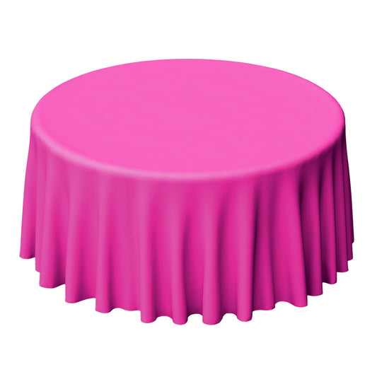 Polyester 120" Round Tablecloth Fuchsia - Seamless Wrinkle - Resistant Table Cover - NestOCart