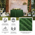 Polyester 120" Round Tablecloth Green with Shaggy Fringe Table Cover - Bell Racket Store