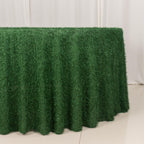 Polyester 120" Round Tablecloth Green with Shaggy Fringe Table Cover - Bell Racket Store
