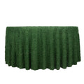 Polyester 120" Round Tablecloth Green with Shaggy Fringe Table Cover - Bell Racket Store
