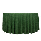Polyester 120" Round Tablecloth Green with Shaggy Fringe Table Cover - Bell Racket Store