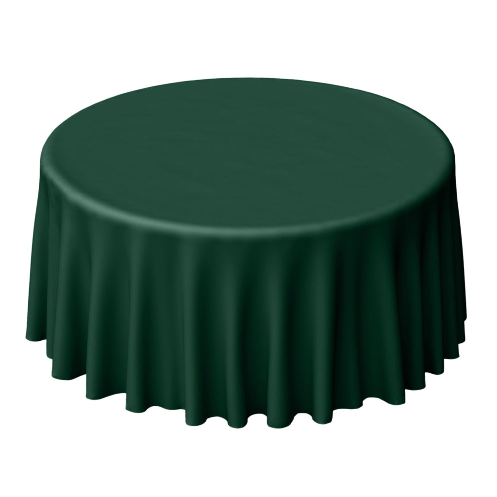 Polyester 120" Round Tablecloth Hunter Emerald Green - Seamless Wrinkle - Resistant Table Cover - Bell Racket Store