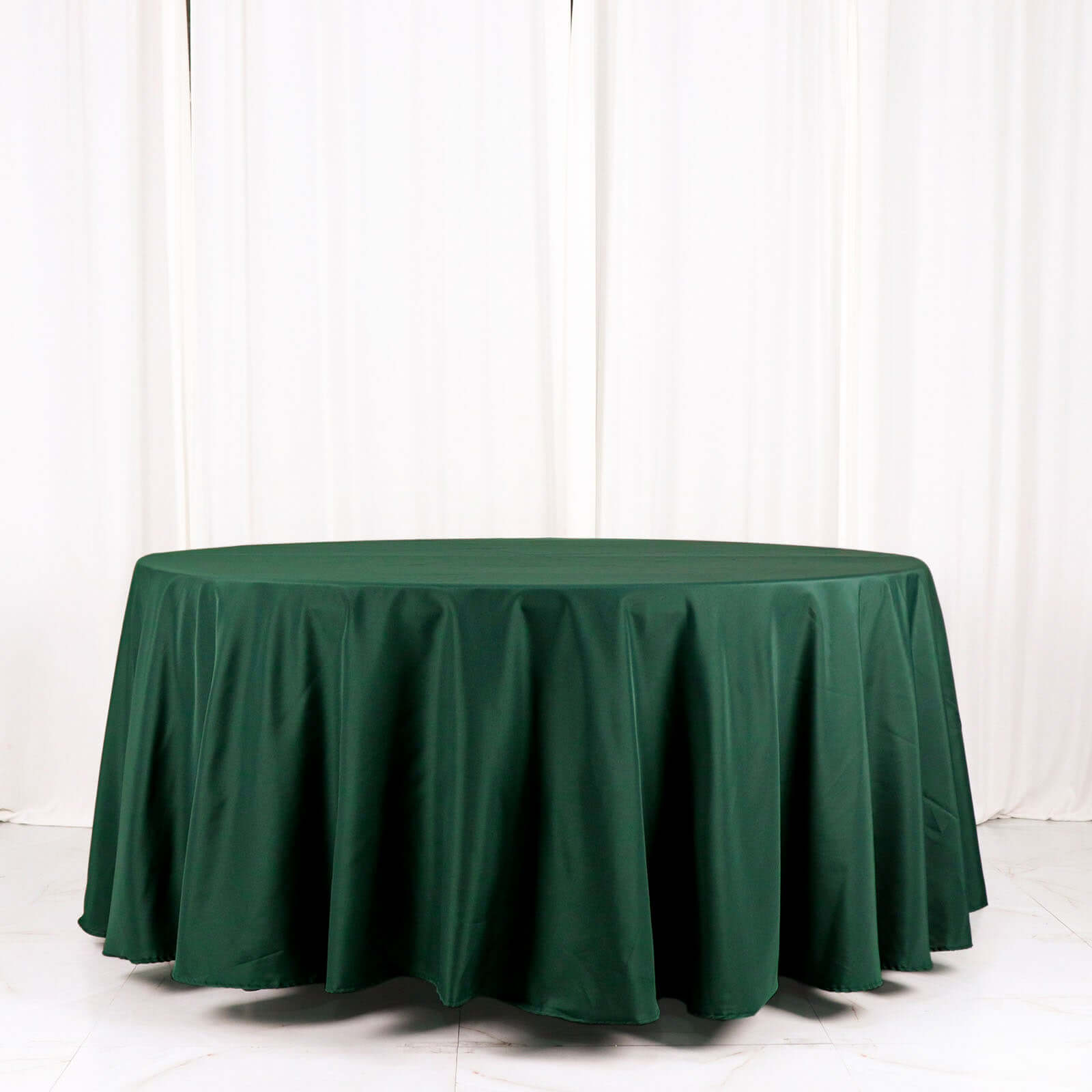 Polyester 120" Round Tablecloth Hunter Emerald Green - Seamless Wrinkle - Resistant Table Cover - Bell Racket Store