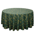 Polyester 120" Round Tablecloth Hunter Emerald Green with Gold Foil Geometric Pattern Wrinkle-Resistant Seamless Table Cover