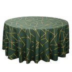 Polyester 120" Round Tablecloth Hunter Emerald Green with Gold Foil Geometric Pattern Wrinkle-Resistant Seamless Table Cover