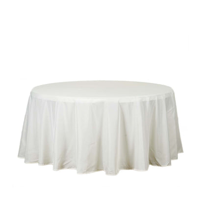 Polyester 120" Round Tablecloth Ivory - Seamless Wrinkle - Resistant Table Cover - NestOCart