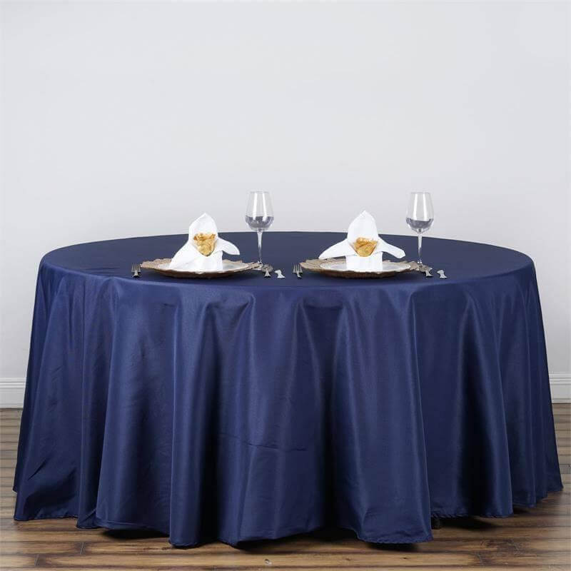 Polyester 120" Round Tablecloth Navy Blue - Seamless Wrinkle - Resistant Table Cover - NestOCart