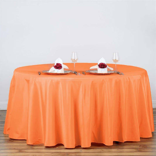 Polyester 120" Round Tablecloth Orange - Seamless Wrinkle - Resistant Table Cover - NestOCart