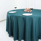 Polyester 120" Round Tablecloth Peacock Teal - Seamless Wrinkle - Resistant Table Cover - Bell Racket Store