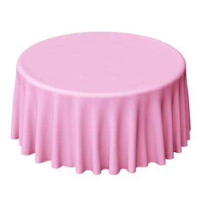 Polyester 120" Round Tablecloth Pink - Seamless Wrinkle - Resistant Table Cover - NestOCart