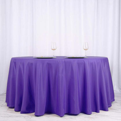 Polyester 120" Round Tablecloth Purple - Seamless Wrinkle - Resistant Table Cover - NestOCart