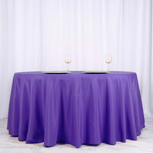 Polyester 120" Round Tablecloth Purple - Seamless Wrinkle - Resistant Table Cover - NestOCart