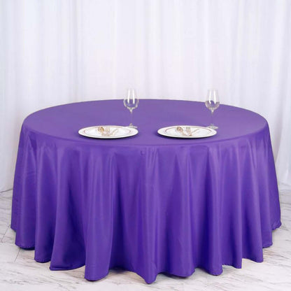 Polyester 120" Round Tablecloth Purple - Seamless Wrinkle - Resistant Table Cover - NestOCart