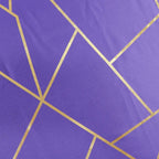 Polyester 120" Round Tablecloth Purple with Gold Foil Geometric Pattern Wrinkle - Resistant Seamless Table Cover - Bell Racket Store