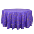 Polyester 120" Round Tablecloth Purple with Gold Foil Geometric Pattern Wrinkle - Resistant Seamless Table Cover - Bell Racket Store