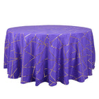 Polyester 120" Round Tablecloth Purple with Gold Foil Geometric Pattern Wrinkle - Resistant Seamless Table Cover - Bell Racket Store