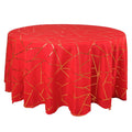 Polyester 120" Round Tablecloth Red with Gold Foil Geometric Pattern Wrinkle-Resistant Seamless Table Cover