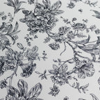 Polyester 120" Round Tablecloth White - Black French Toile Pattern for Chic Weddings - Bell Racket Store