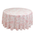 Polyester 120" Round Tablecloth White - Pink French Toile Pattern for Stylish Events - Bell Racket Store