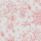 Polyester 120" Round Tablecloth White - Pink French Toile Pattern for Stylish Events - Bell Racket Store