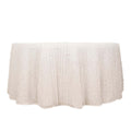 Polyester 120" Round Tablecloth White with Shaggy Fringe Design - Exquisite Table Cover - Bell Racket Store