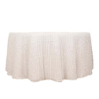 Polyester 120" Round Tablecloth White with Shaggy Fringe Design - Exquisite Table Cover - Bell Racket Store