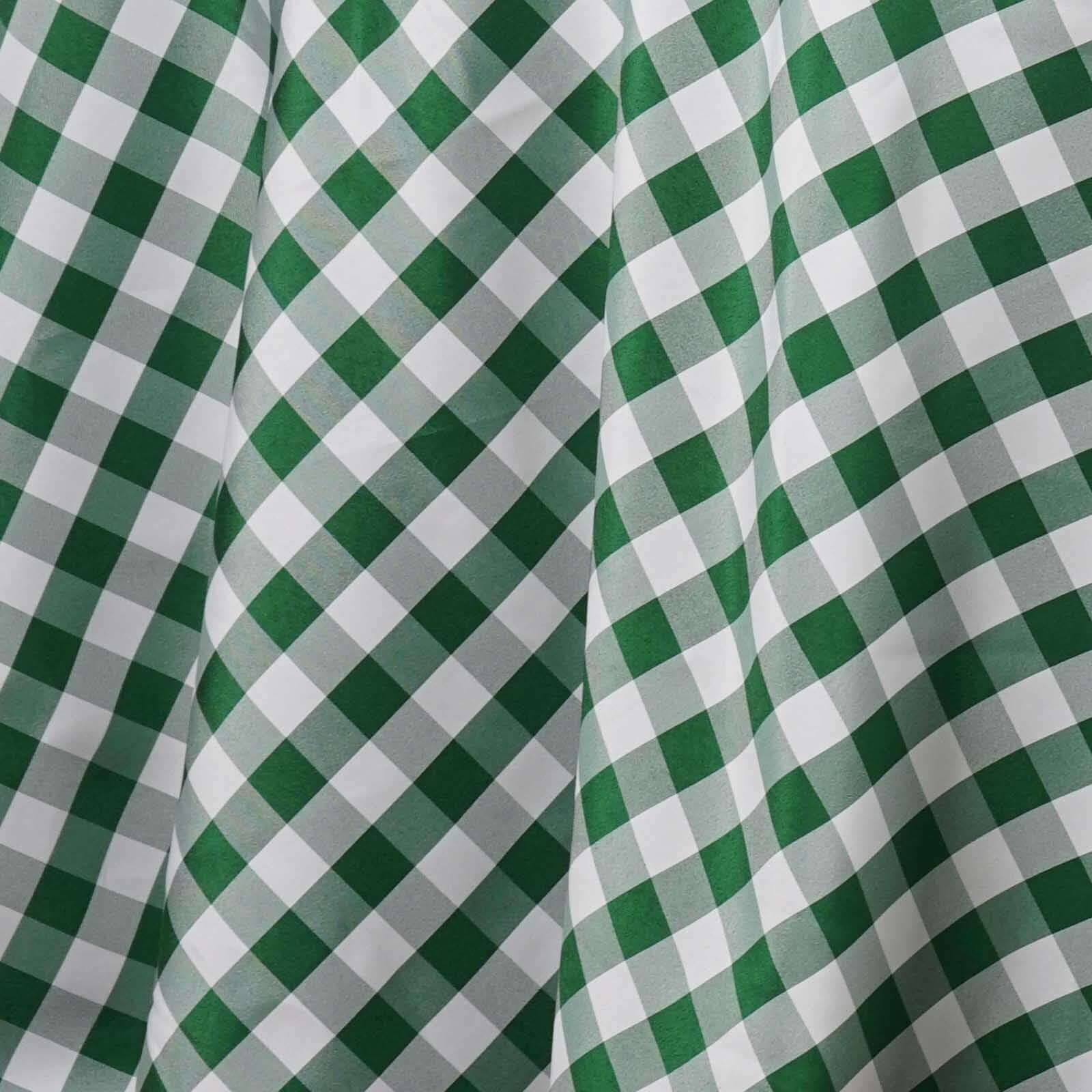 Polyester 120" Round Tablecloth White/Green Seamless - Checkered Buffalo Plaid Table Cover - NestOCart