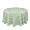 Polyester 120" Round Tablecloth White/Sage Green Seamless - Checkered Buffalo Plaid Table Cover - Bell Racket Store