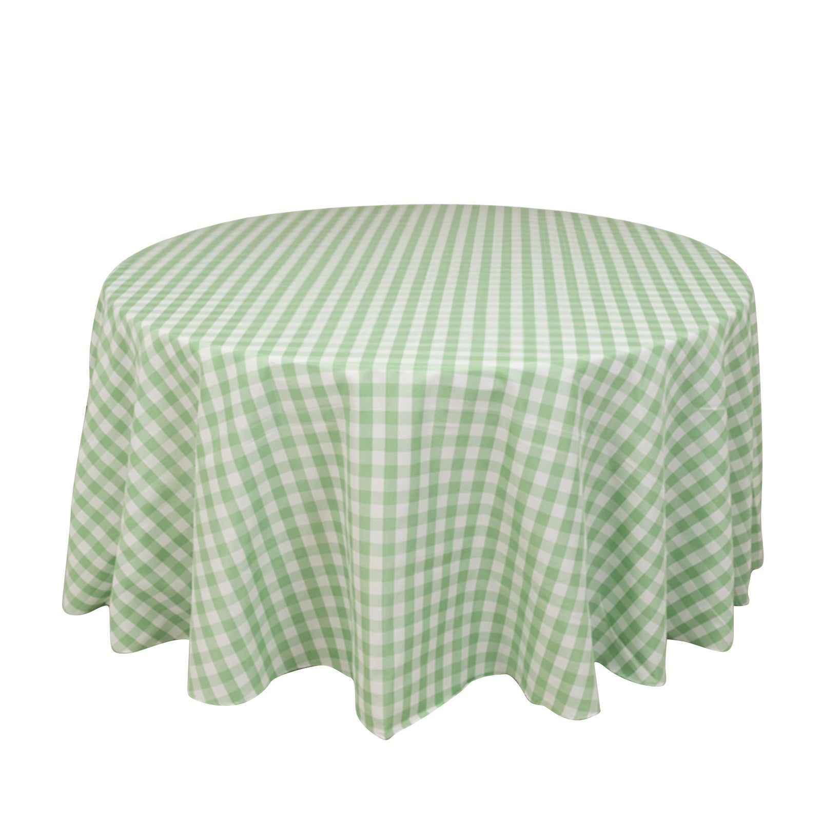 Polyester 120" Round Tablecloth White/Sage Green Seamless - Checkered Buffalo Plaid Table Cover - Bell Racket Store