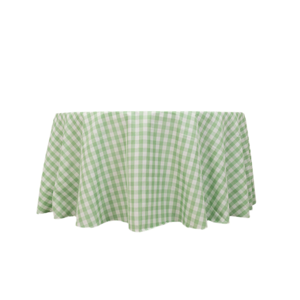 Polyester 120" Round Tablecloth White/Sage Green Seamless - Checkered Buffalo Plaid Table Cover - Bell Racket Store