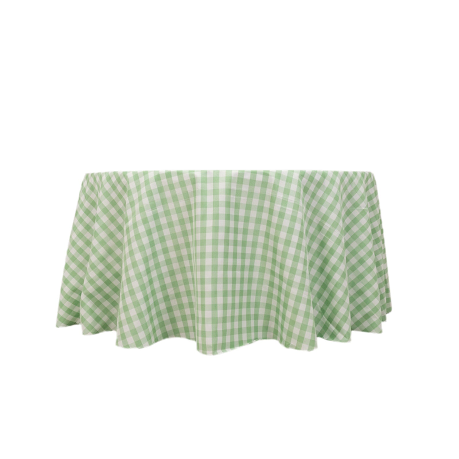 Polyester 120" Round Tablecloth White/Sage Green Seamless - Checkered Buffalo Plaid Table Cover - Bell Racket Store