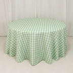 Polyester 120" Round Tablecloth White/Sage Green Seamless - Checkered Buffalo Plaid Table Cover - Bell Racket Store